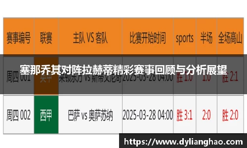 塞那乔其对阵拉赫蒂精彩赛事回顾与分析展望